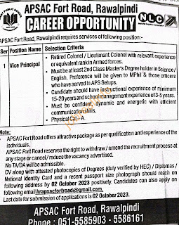 APSAC jobs in Rawalpindi 2023