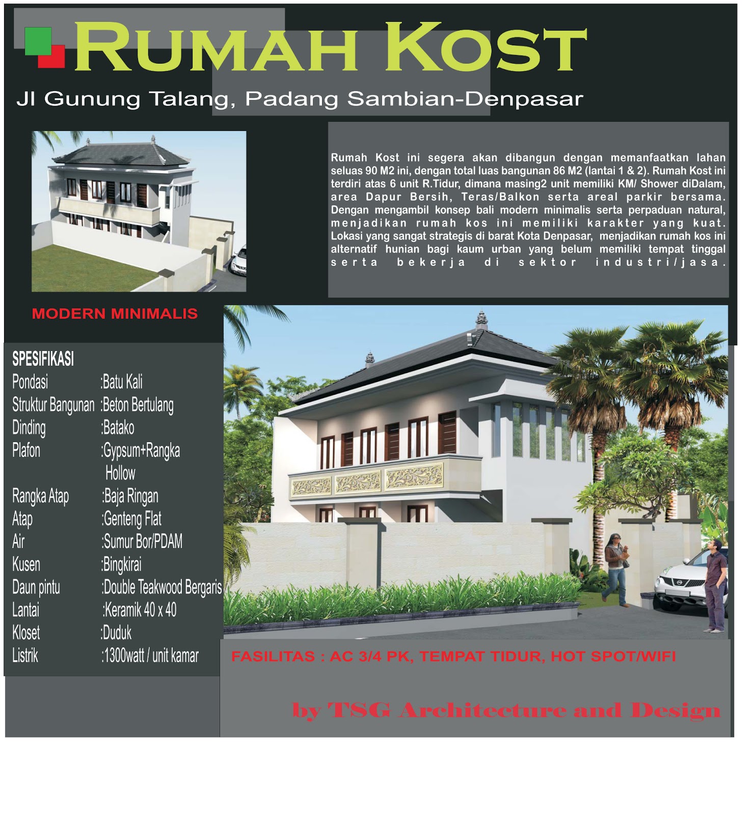 Rumah Kost Modern Minimalis Jln. Gunung Talang - Denpasar 