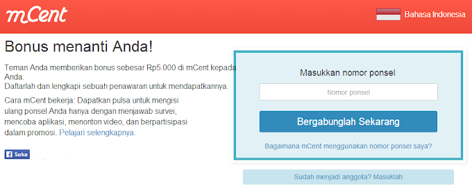 Cara Mendapatkan Pulsa Gratis Dari Mcent