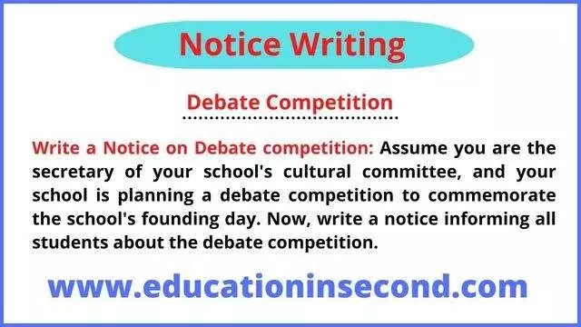 debate competition notice  notice for debate competition  notice on debate competition  write a notice on debate competition