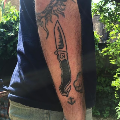 Funky Hand Poked Knife Tattoos by Grace Neutral