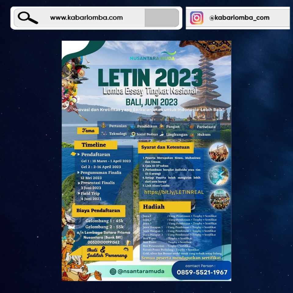 Lomba Essay Tingkat Nasional LETIN 2023