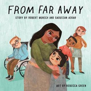 From Far Away gives a personal look at immigration and humanizes a sometimes abstract concept. The book addresses issues like violence head on by stating more than once that people were shot at in Saoussan's unnamed home country, but it is not graphic, just realistic. From Far Away is a good book for introducing or reinforcing the concept of immigration for elementary-aged children.