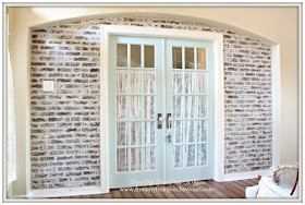 French Farmhouse Foyer-Faux Brick Wall-Office-From My Front Porch To Yours