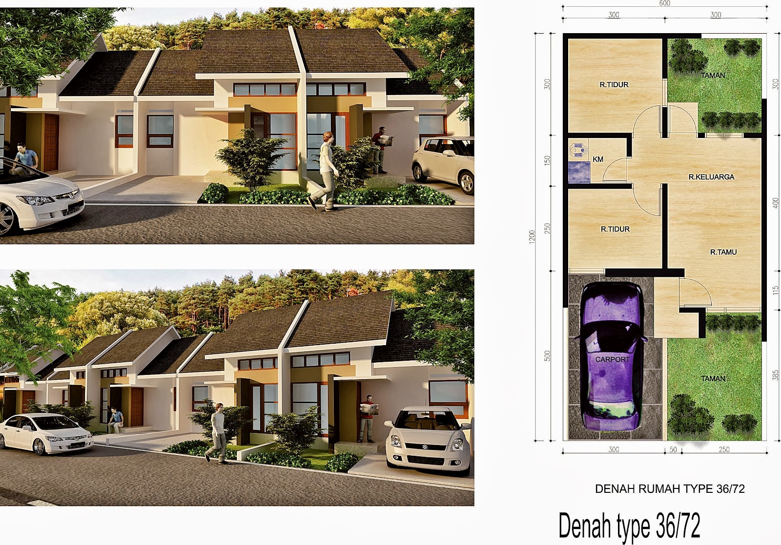 Denah Rumah Minimalis Type  36  45 54 60 70 80 100 