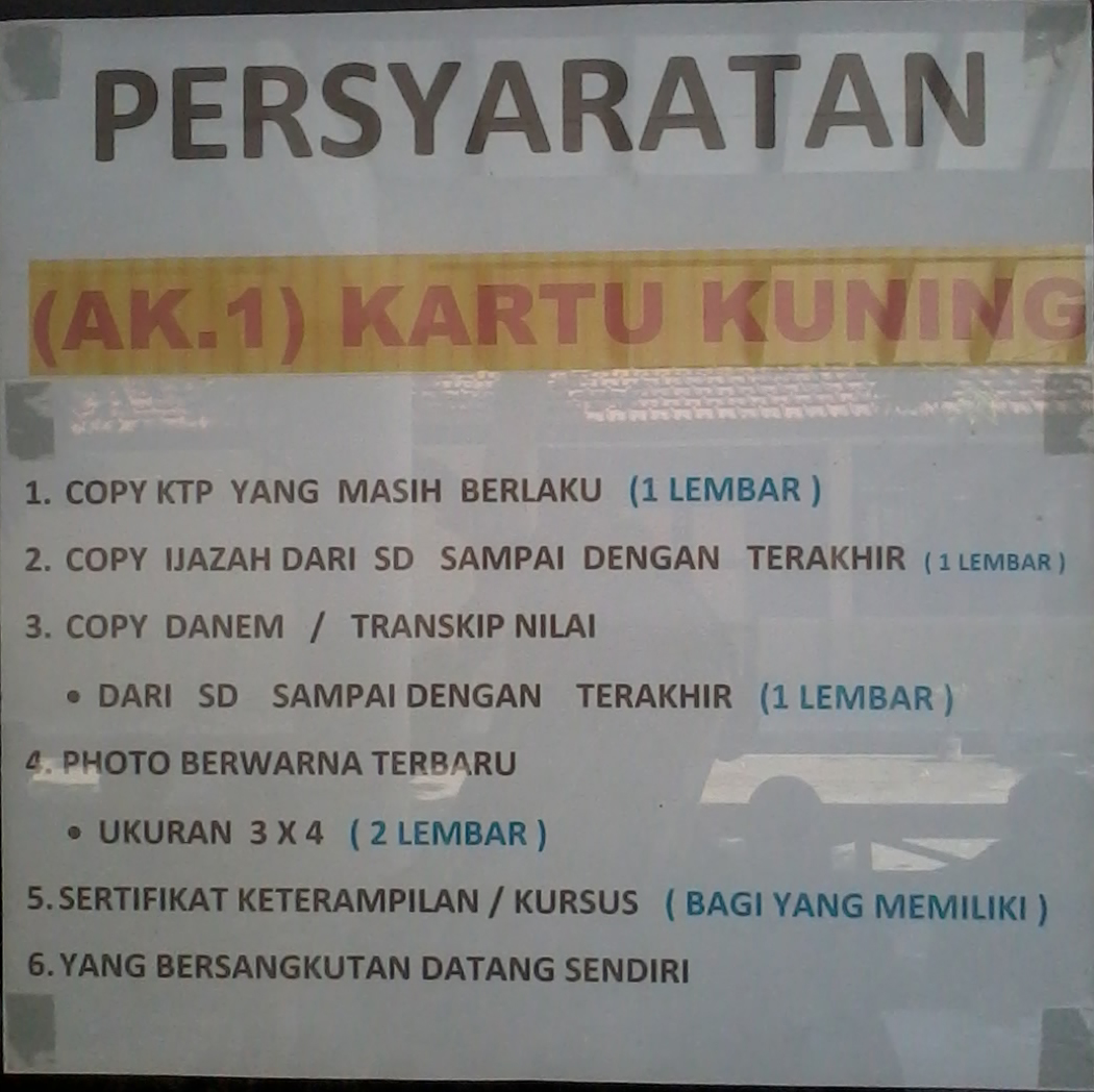 Jadwal dan Persyaratan AK.1 (Kartu Kuning) Disnakertrans Kab.Sukoharjo (Gratis) - Farmaloker