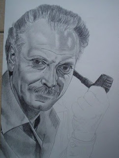 Technique du portrait, évolution étape par étape du portrait de George Brassens à la mine graphite