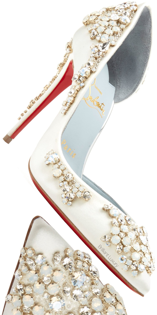 ♦Christian Louboutin ivory Brodiriza bejeweled satin pumps #christianlouboutin #shoes #brilliantluxury