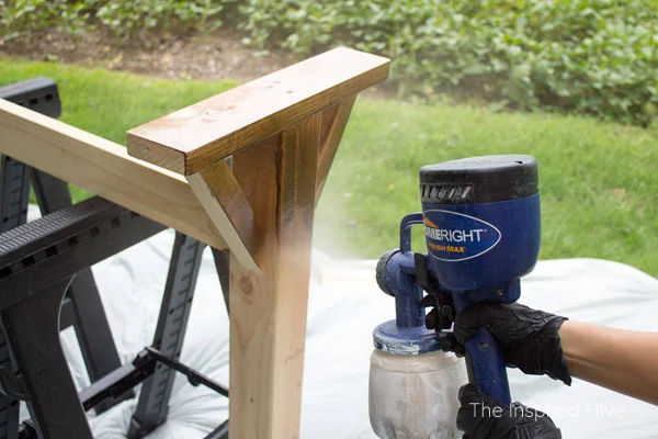 How to stain furniture with a paint sprayer. It's so easy!