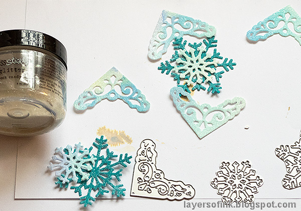 Layers of ink - Interactive Snowflake Spinner Tutorial by Anna-Karin Evaldsson, with Ranger Rock Candy Glitter.