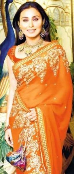Rani Mukherjee in Orange Colour Designer Saree Photo