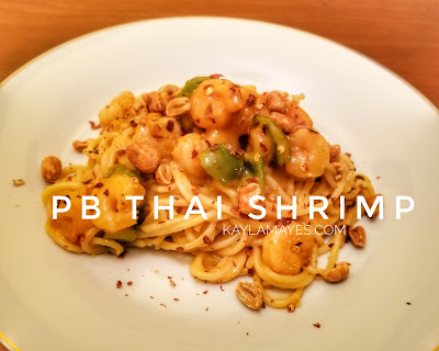 shrimp, food, yum, healthy, commit to fit, committed to getting fit, kayla mayes, healthy recipe, healthy shrimp recipe, rice noodles, zoodles, zucchini, zuke, pasta, organic pasta, organic wheat, semolina, healthy pasta recipe, pb thai, peanut thai, peanut butter thai, peanut butter thai shrimp, yummo, fit mom