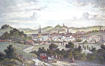 Elberfeld um 1845 - Ansicht auf Elberfeld, Stahlstich