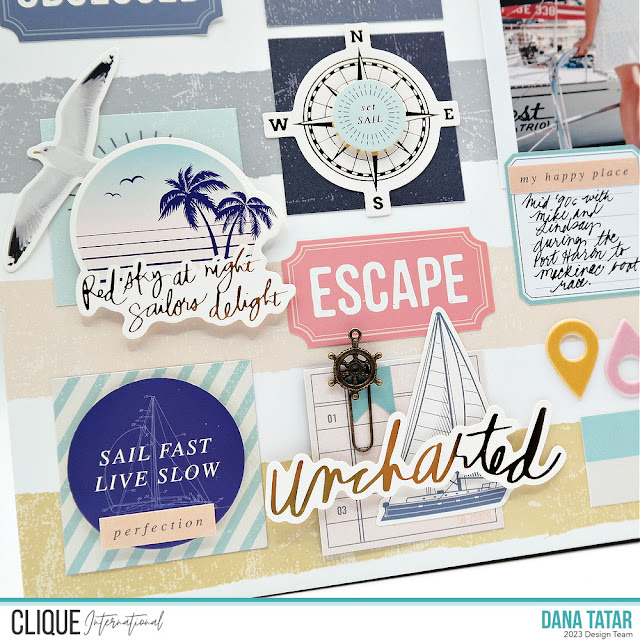 Set Sail Summer Scrapbook Layout with Layered Paper Embellishments and Nautical Charms