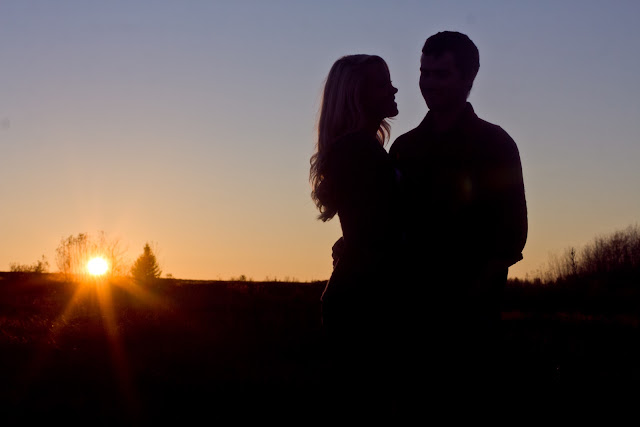 silhouette shot of couple at sunset