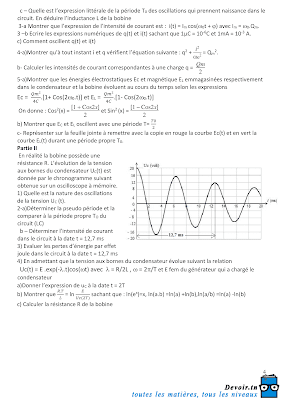 devoir de synthèse 1 physique baccalauréat Mathématique avec correction , devoirs physique bac math, فرض تأليفي 1  فيزياء مع الاصلاح بكالوريا رياضيات