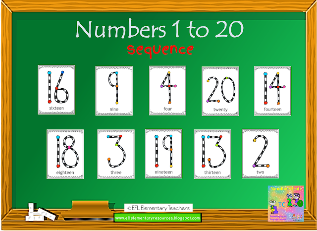 number 1 to 20 flashcards series