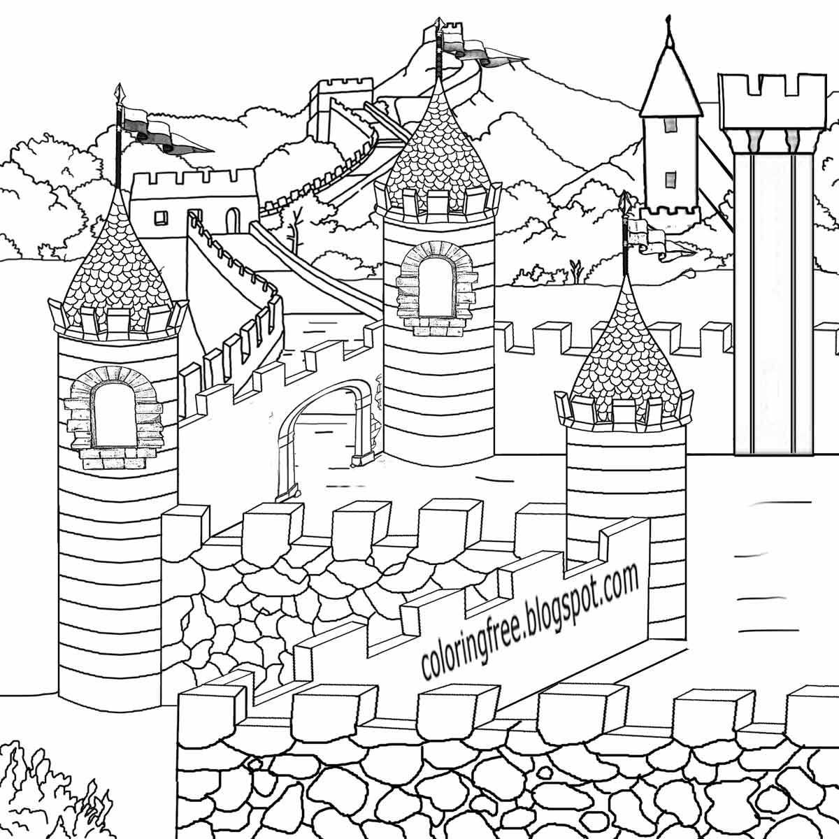 Legendary British leader king Arthur Camelot magical castle me val coloring pages for teenagers