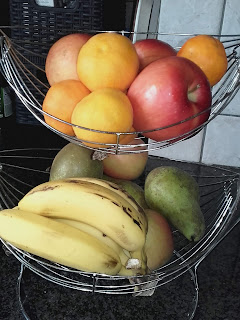 Autumn fruits in Cyprus: apples, pears, bananas, clementines