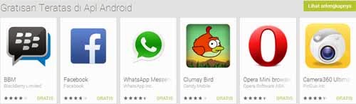 Clumsy Bird berhasil menduduki lima besar top aplikasi android gratis di Google Play Store