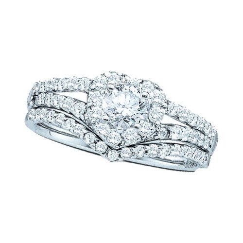 Ladies Round Cut Heart Shaped Diamond Wedding Engagement Bridal Ring Set 