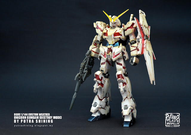 HGUC 1/144 UNICORN GUNDAM DESTROY MODE CUSTOM WEATHERING by Putra Shining