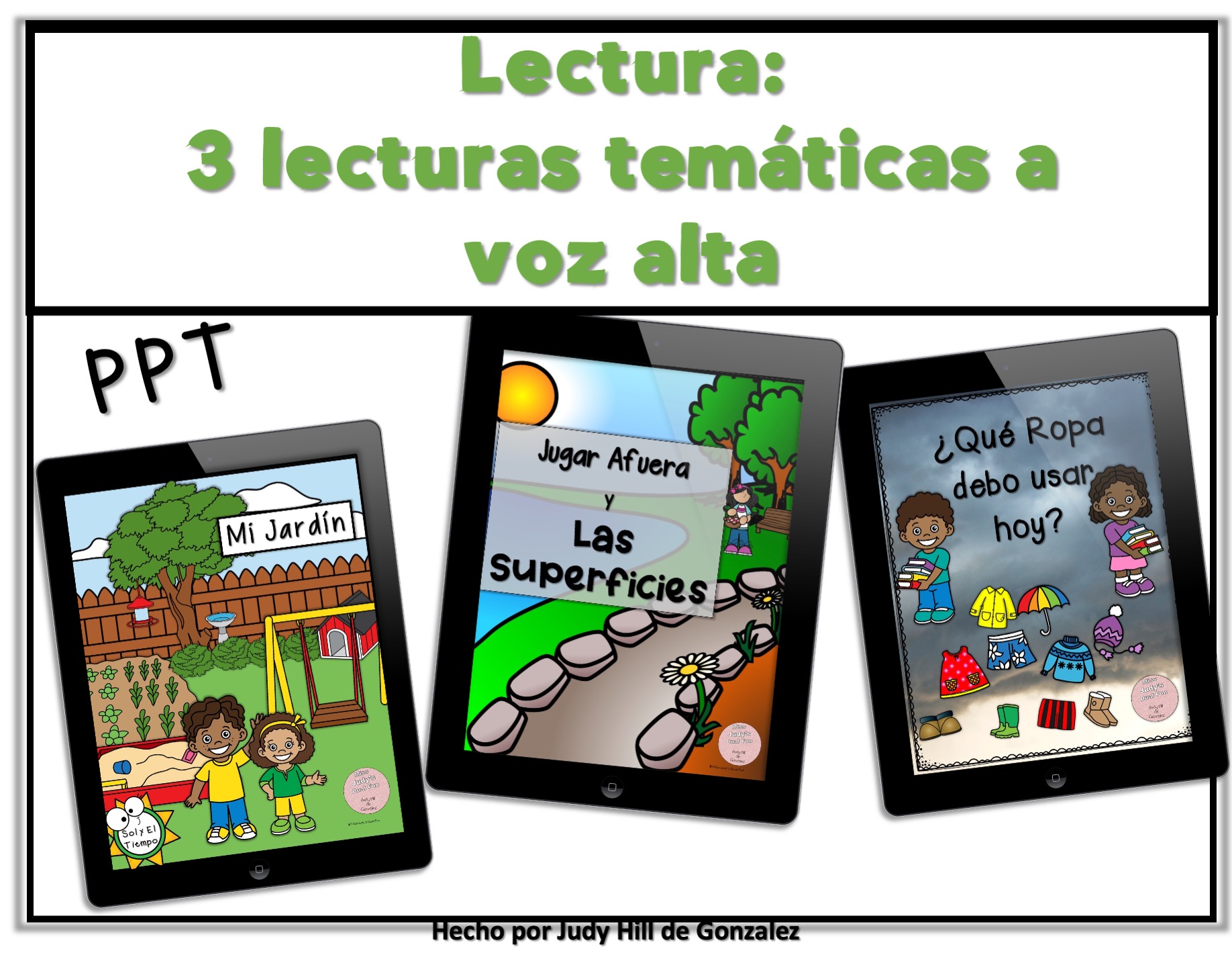 Image of PPT presentations of reading passages for El Sol y El Tiempo.