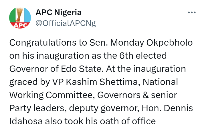 Edo State: Okpebholo inaugurated as 6th elected Governor