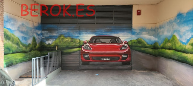 Graffiti profesional parkings y garajes coche rojo