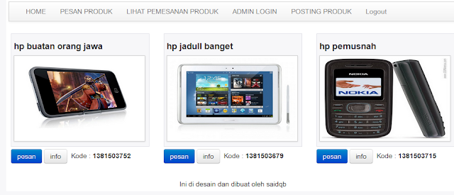 tampilan home web jual beli php