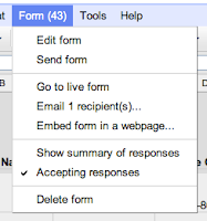 Image of Form menu drop down