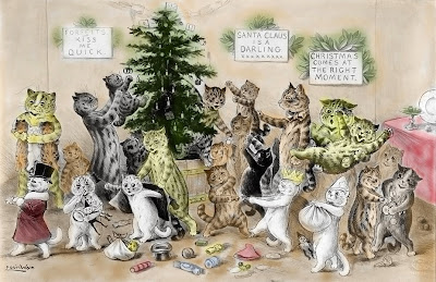 cats decorating a Christmas Tree