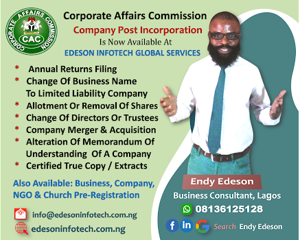 Endy Edeson Corporate Affairs Commission Company Post Incorporation