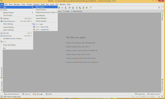 Creating New Project In Android Studio