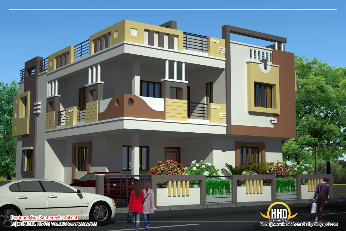 Duplex House Plan and Elevation - 2878 Sq. Ft. | Indian House Plans