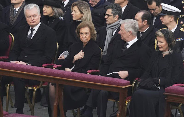 King Philippe, Queen Mathilde and Queen Sofia attended the funeral of Pope Benedict in Vatican