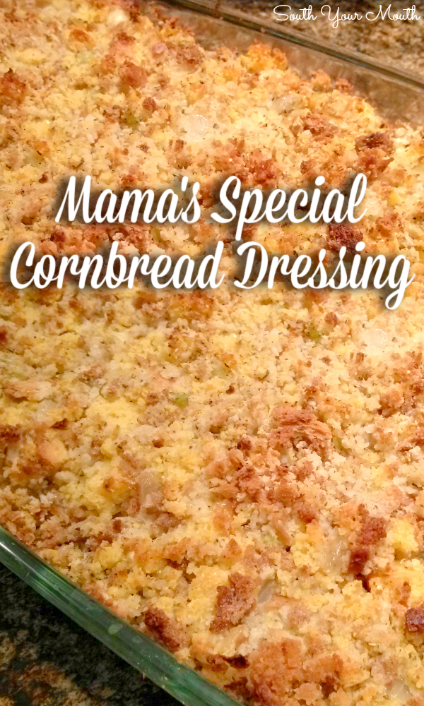 Mama’s Special Cornbread Dressing! My family's recipe for turkey dressing made with Southern cornbread AND herb stuffing for a Thanksgiving side dish everyone will love.