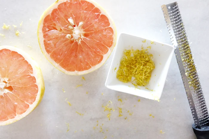 sliced grapefruit and zest