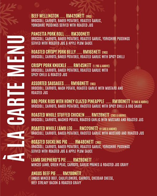 Rockafellers Kitchen & Bar Annual Christmas Special - Ala Carte Menu