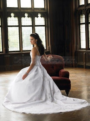 Refined A-Line Spaghetti Straps Wedding Dress