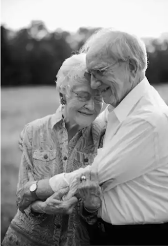 Elderly people married for years picture shows marriage can last, worth a thousand words.