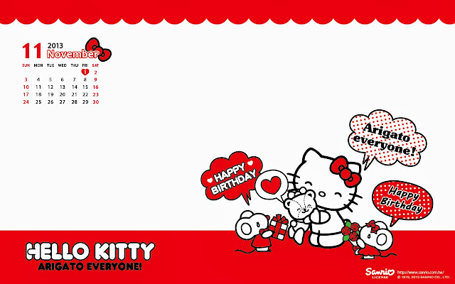  Hello Kitty November 2013 calendar