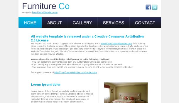 Furniture Business Design Blue Website Template