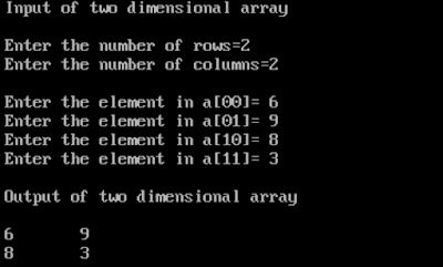Program to input the values of a two-dimensional array.
