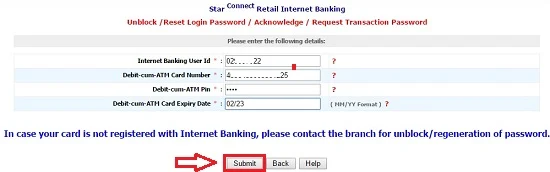 bank of india user id password