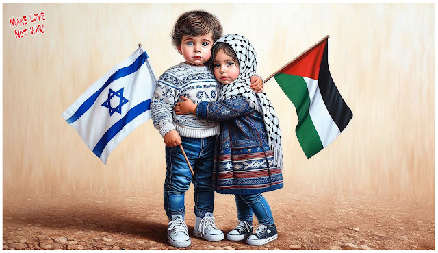 Småbarn for fred i Palestina. Laget ved hjelp av KI og PhotoShop. Småbarn for fred i Palestina. Laget ved hjelp av KI og PhotoShop.