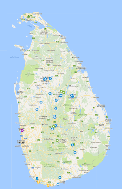 Mapa de Sri Lanka con atracciones