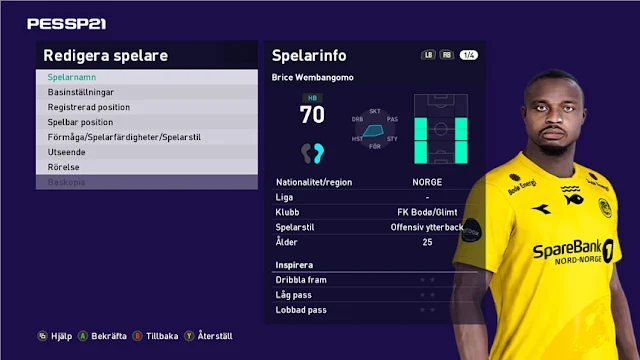 Brice Wembangomo Face For eFootball PES 2021