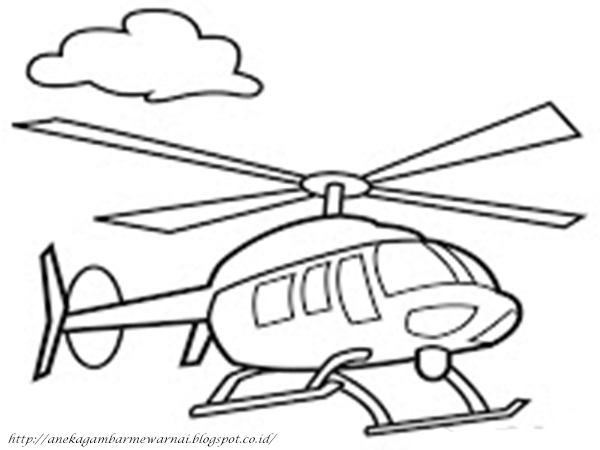 Gambar Mewarnai Helikopter Untuk Anak PAUD dan TK