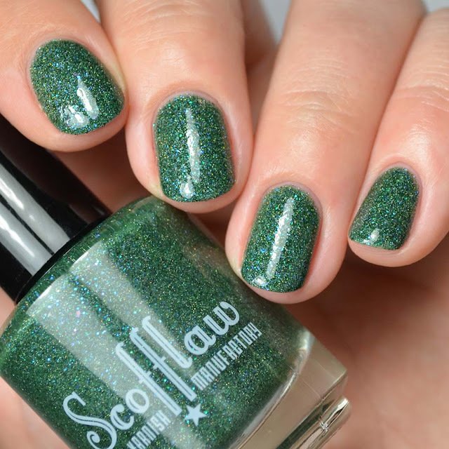 green jelly nail polish with glitter